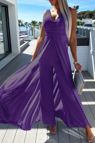 Elegant sleeveless jumpsuit, purple