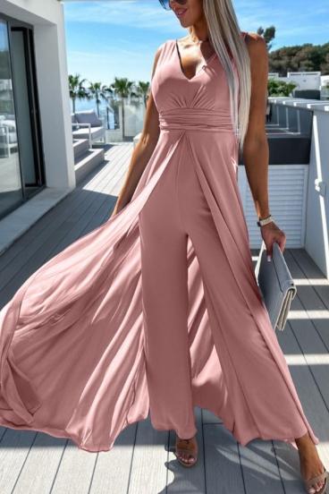 Elegant sleeveless jumpsuit, light pink