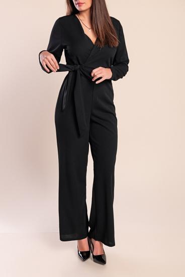 Elegant long sleeve jumpsuit, black