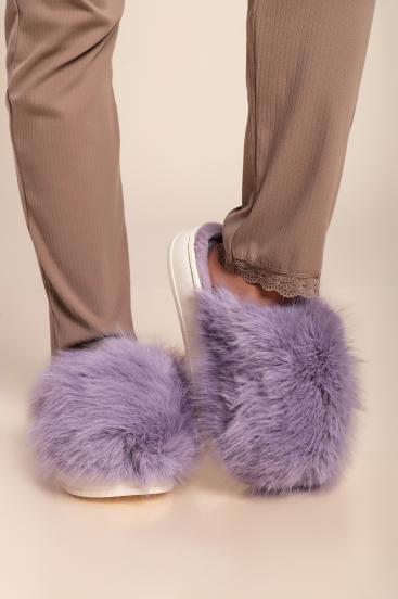 Faux fur slippers, lilac