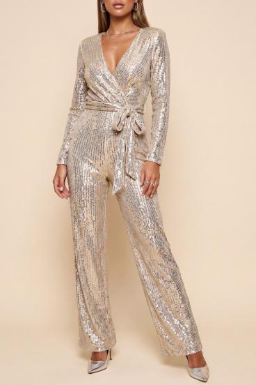 Elegant sequin jumpsuit, gold color