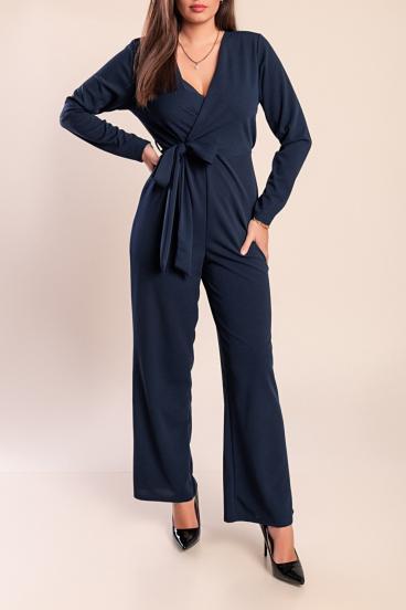 Elegant long sleeve jumpsuit, dark blue