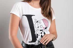 T-shirt with short sleeves and decorative details Torreon, white