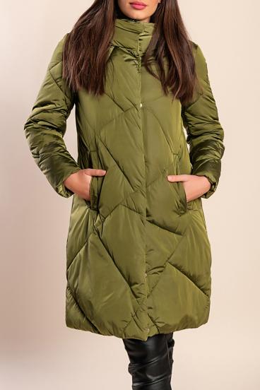 Quilted hooded jacket, olive