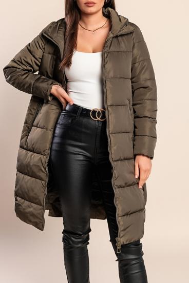 Long padded jacket, military green