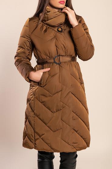 Long quilted jacket, camel