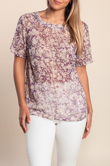 Short-sleeved blouse, purple