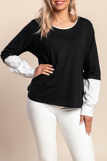 Long-sleeved Top, black and white