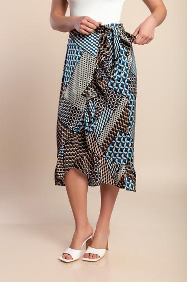 Printed skirt, brown