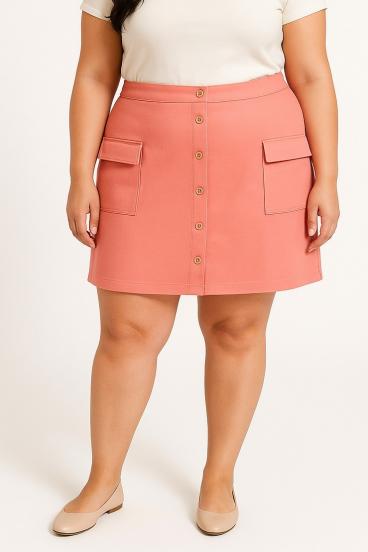 Plus size elegant skirt, coral