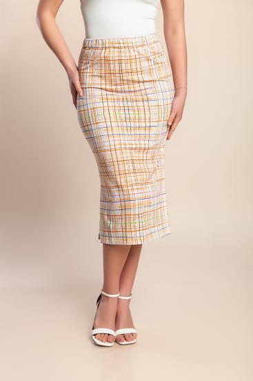 Midi skirt with print, yellow