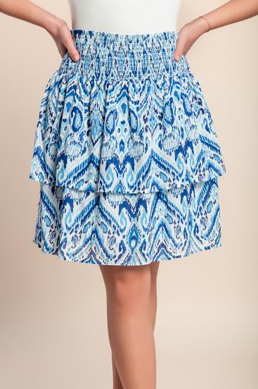 Printed mini skirt, blue