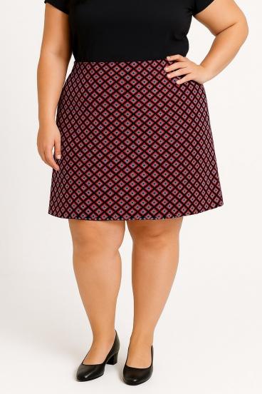 Plus size cotton skirt with print, fuchsia