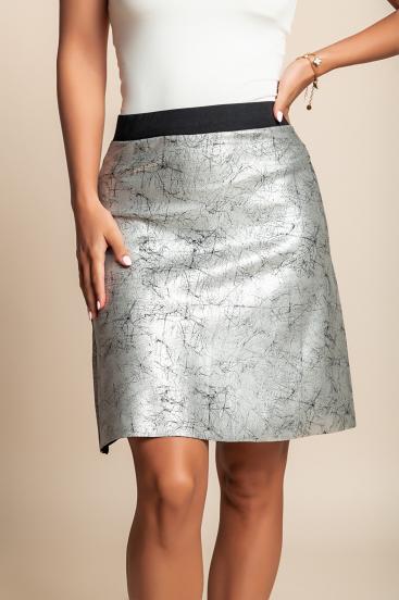 Plus size mini skirt, silver