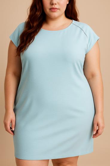 Plus size sleeveless dress, light blue