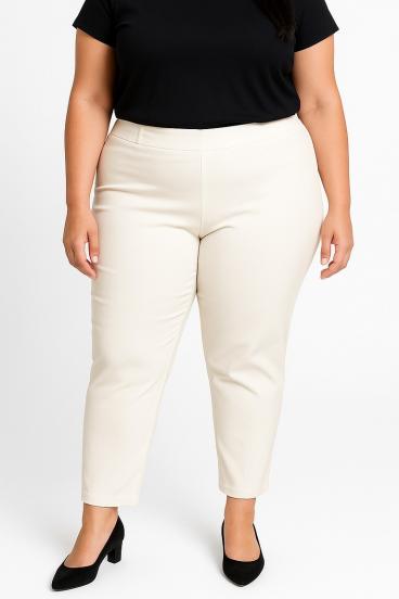 Plus size elegant pants, cream