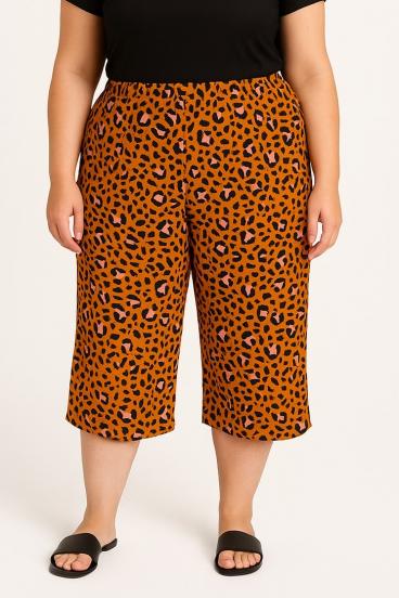 Plus size printed pants, brown