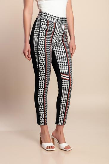 Printed skinny pants, black