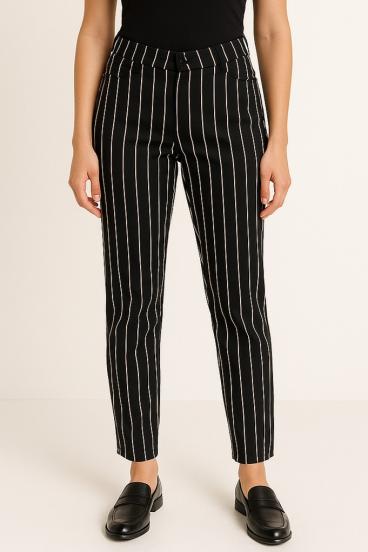 Plus size striped pants, black