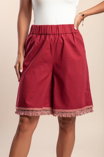 Cotton and linen blend shorts, burgundy