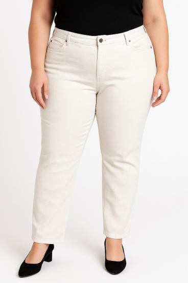 Plus size cotton pants, beige