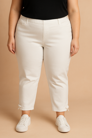 Plus size cotton pants, white