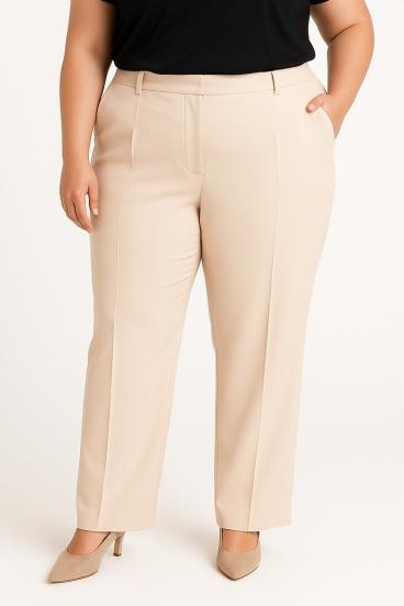 Plus size elegant pants, cream