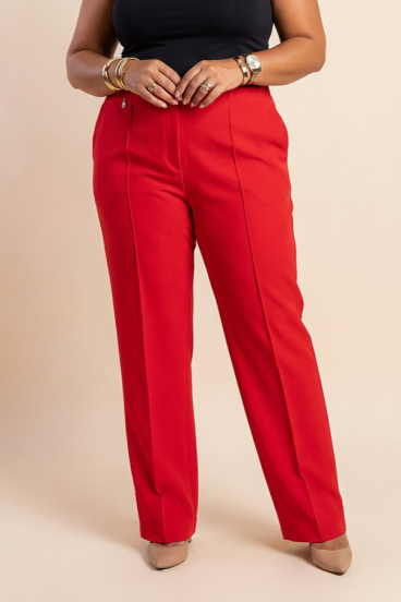Plus size elegant pants, red
