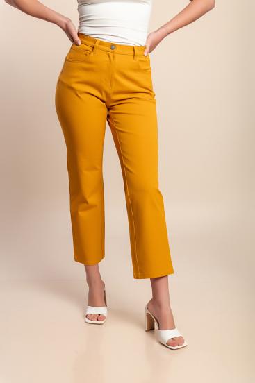 Plus size cotton trousers, mustard