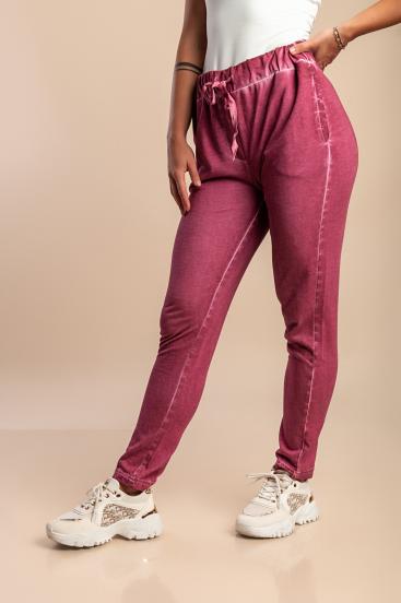 Plus size cotton sports pants, pink