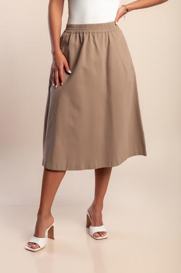 Midi cotton skirt, brown