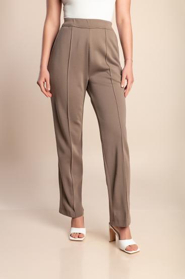 Plus size trousers with elastic, brown