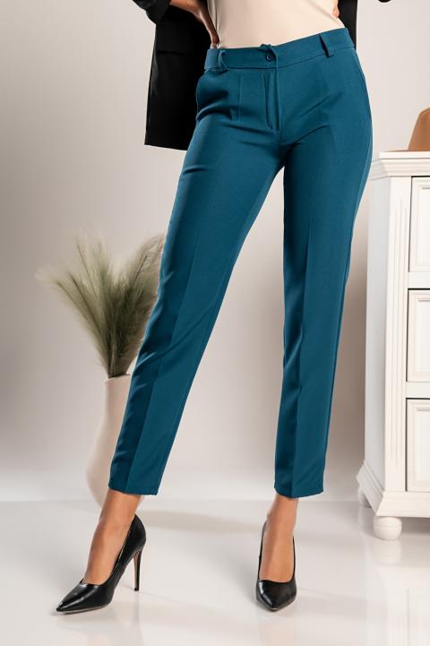 Elegant long trousers with straight trousers Tordina, Petrol