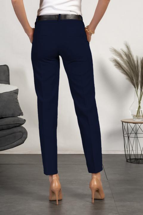Elegant long trousers with straight trousers Tordina, dark blue