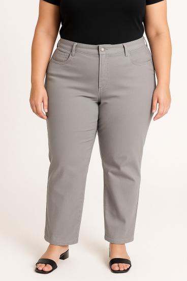 Plus size cotton pants, gray