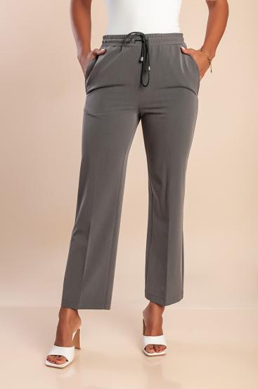 Elegant trousers with elastic waistband, grey