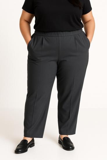 Plus size elegant trousers, dark blue