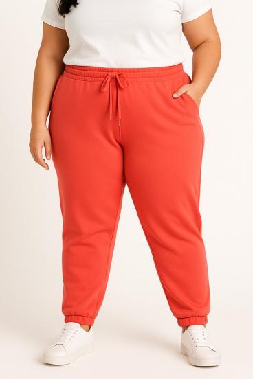 Plus size cotton pants, red