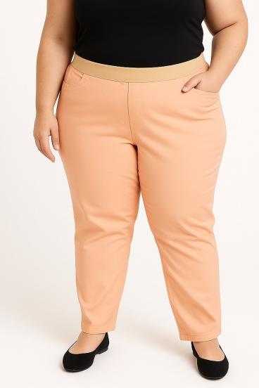 Plus size cotton pants, apricot