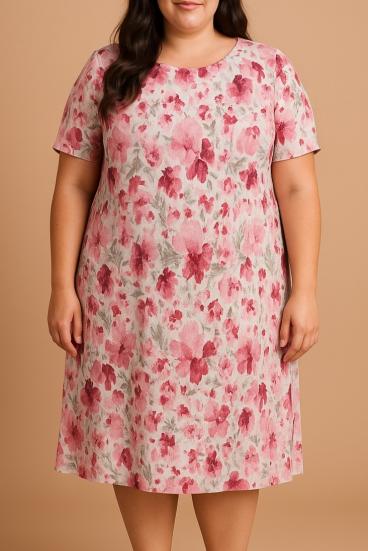 Plus size dress with floral print, pink