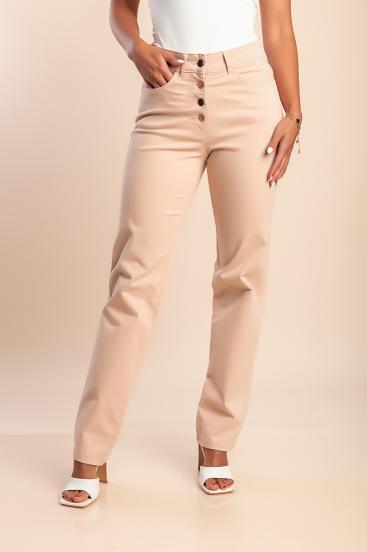 Plus size pants with buttons, light pink
