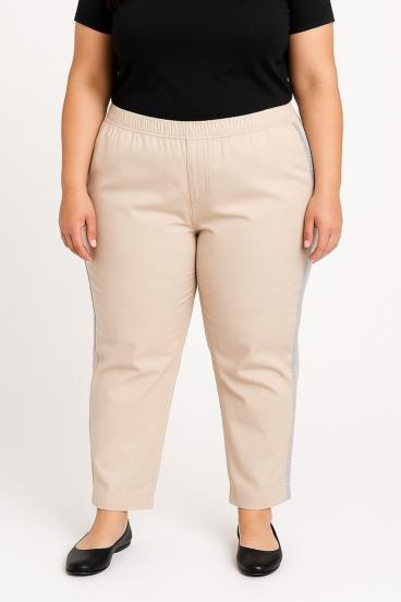 Plus size cotton pants, beige