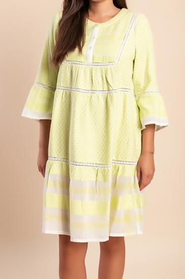 Midi cotton dress, light green