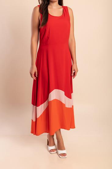 Plus size long sleeveless dress, red