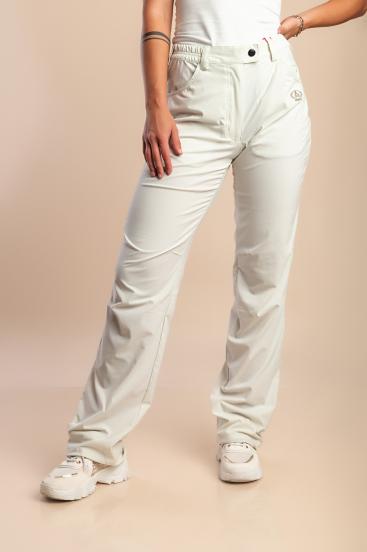 Plus size pants with elastic waistband, cream