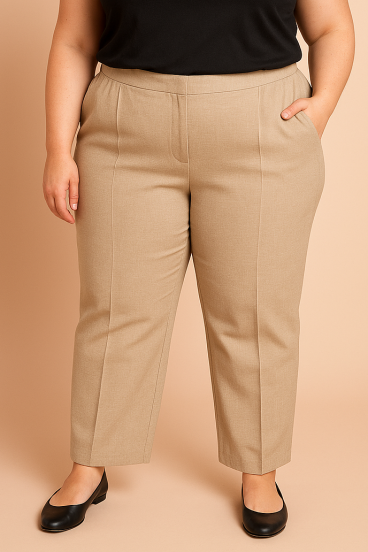 Plus size elegant pants, beige