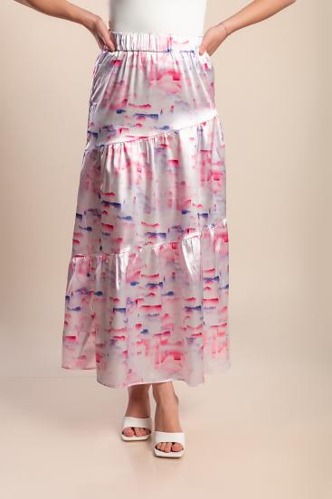 Long skirt with print, pink
