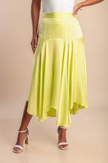 Asymmetrical length skirt, green