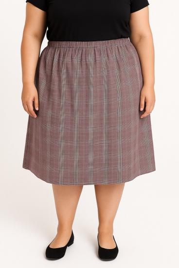 Plus size skirt with checkered print, purple