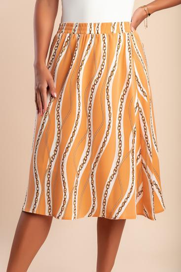 Plus size printed skirt, orange